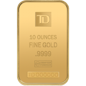TD gold bar 10 oz Front